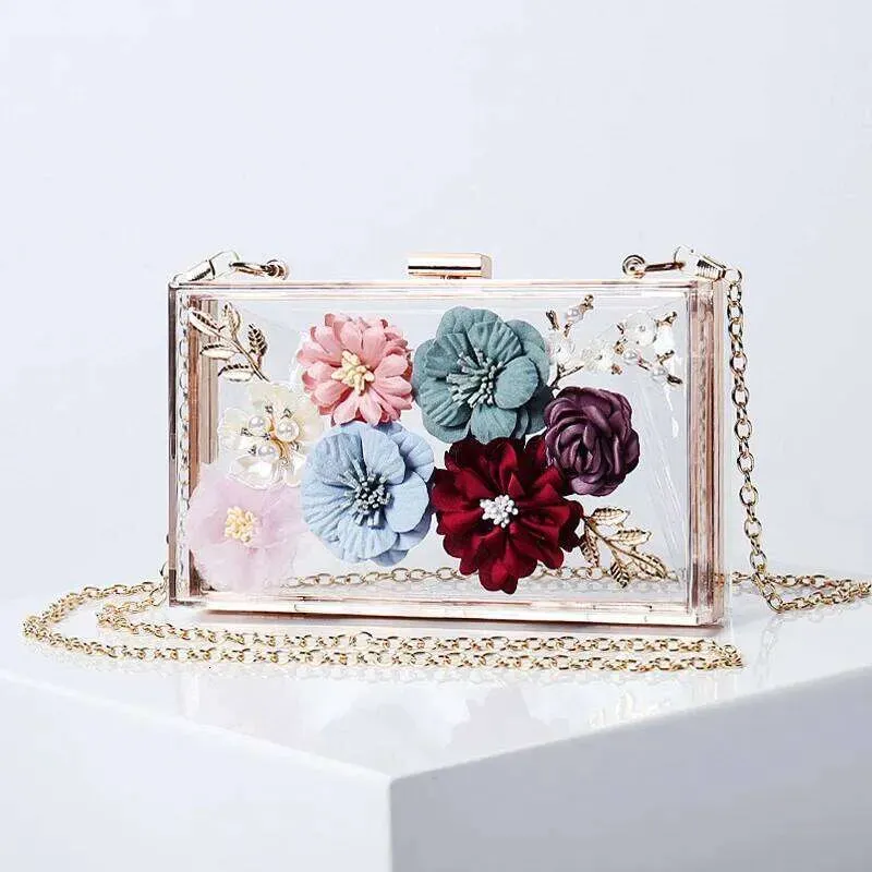 Designers Crossbody New Style Flower, un piccolo quadrato alla moda e tridimensionale per abiti da sera da donna_voghion.com