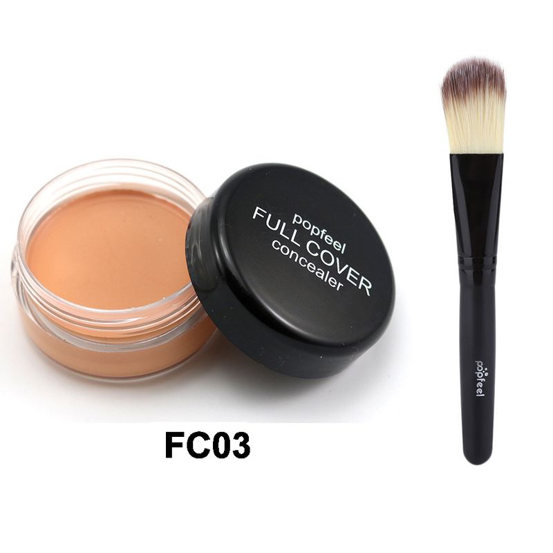 Concealer Einfarbiger Isolations-Concealer, Verdeckt effektiv Augenringe, Akneflecken, Sommersprossen, 5 Farben optional, Mit Foundation-Pinsel_voghion.com
