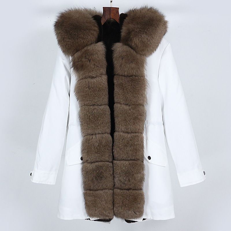 Haină de blană de vulpe medie și lungă pentru femei, cu căptușeală detașabilă de iarnă, pentru îmbrăcăminte_voghion.com
