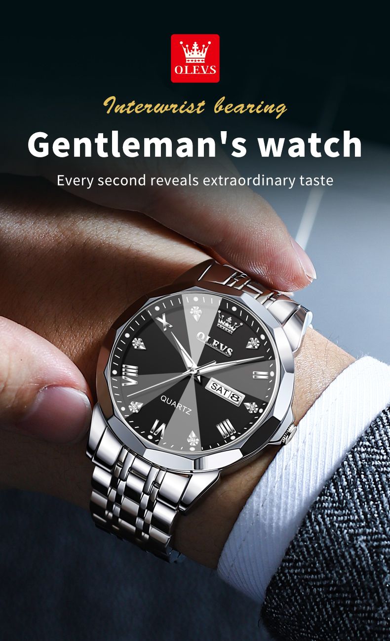 OLEVS 9931 Men Watch Luxury Original Business Quartz Watch Rhombus Mirror Waterproof Luminous Watch Calendar Men Brand Watch_voghion.com