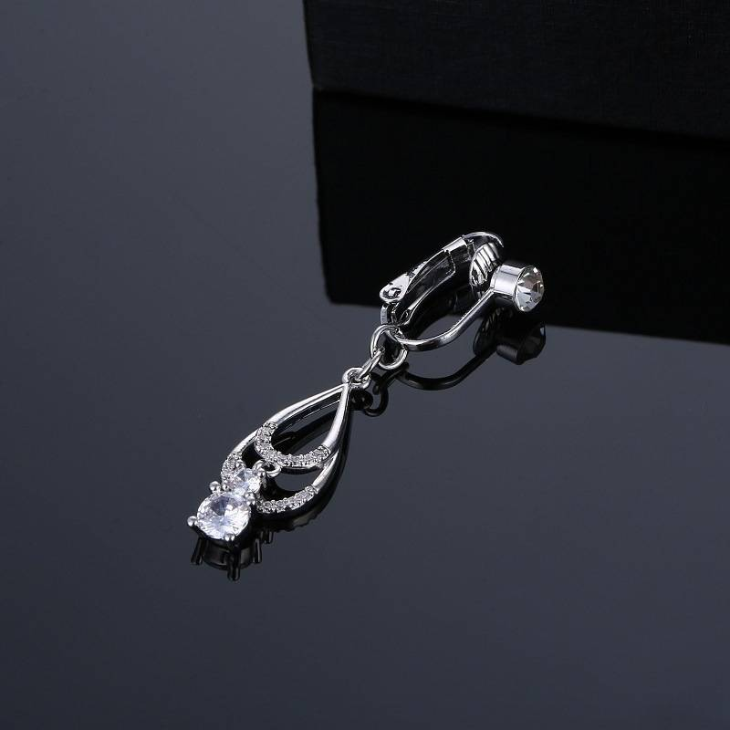 Nicht perforiert großer Zirkon-Stil Wassertropfen-Nabelnagel-Nabelring ohne Perforation sexy Nabel heißer Tanzstil_voghion.com