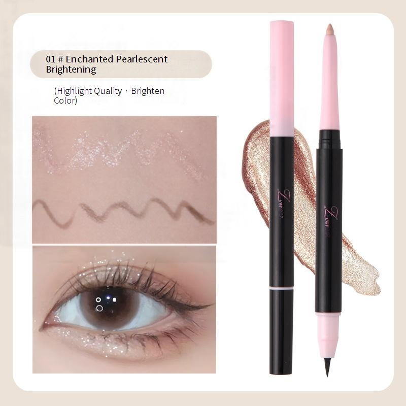 Kombination av ögonskugga och liner, Bright Eyes, dubbelhövdad ögonpåsepenna, naturlig skuggning, highlighter, ljusare ögonpåse, multifunktionell eyeliner_voghion.com