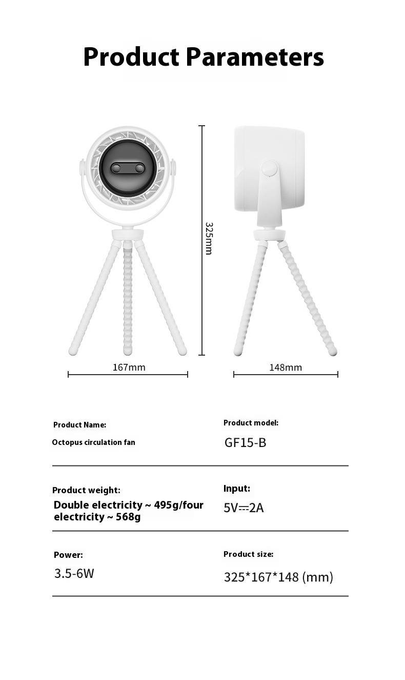 Baby Stroller Fan - Octopus Clip Design, 3-Speed USB Rechargeable With Night Light & Aromatherapy (Safe, Quiet & Anti-Pinch)_voghion.com