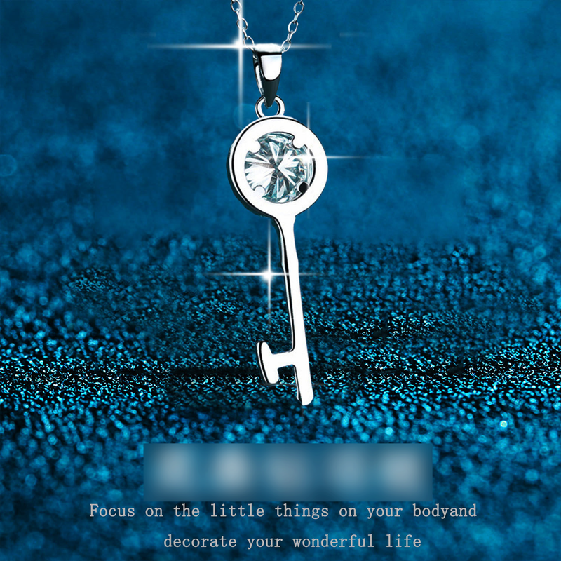 Women's Jewelry S925 Sterling Silver Key Moissanite Necklace One Carat Two Carats Luxury Design_voghion.com