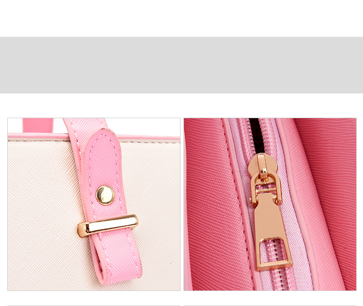 Tote Large Bag Women's Bag Three Piece Set Splicing Mother And Child Bag Large Capacity Single Shoulder Handbag Messenger Bag_voghion.com