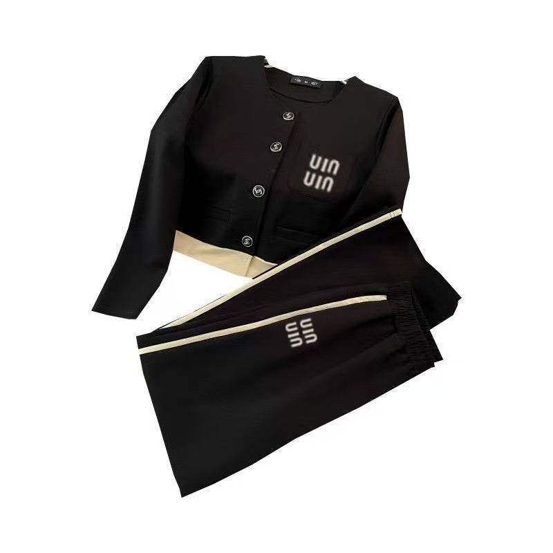 Modischer lässiger Sportanzug für Damen im Herbst, stilvoller und schlanker, kleiner Duft-Stil, Strickjacke mit weitem Bein, zweiteiliger Anzug_voghion.com