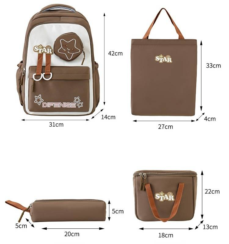 Mochilas para niños de primaria y secundaria, modernas y modernas, lonchera térmica de gran capacidad, juego de cuatro piezas, mochila informal._voghion.com