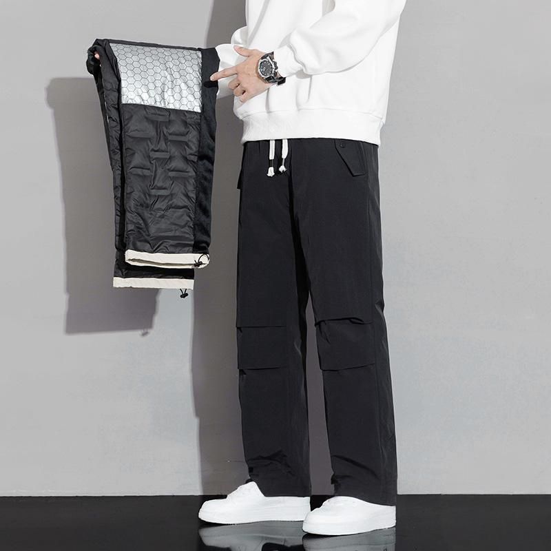 Herrenbekleidung Winter Warme Daunenhose - Winddichte Outdoor-Wanderhose mit Entendaunenfüllung, lässiger Straight-Leg-Stil für Stadt und Berge_voghion.com