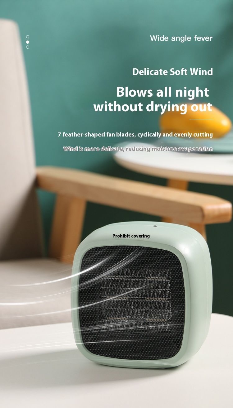 800W Compact PTC Ceramic Heater With Overheat & Tip-Over Protection, 2-Speed Adjustable Desktop Warm Fan For Office/Bedroom_voghion.com
