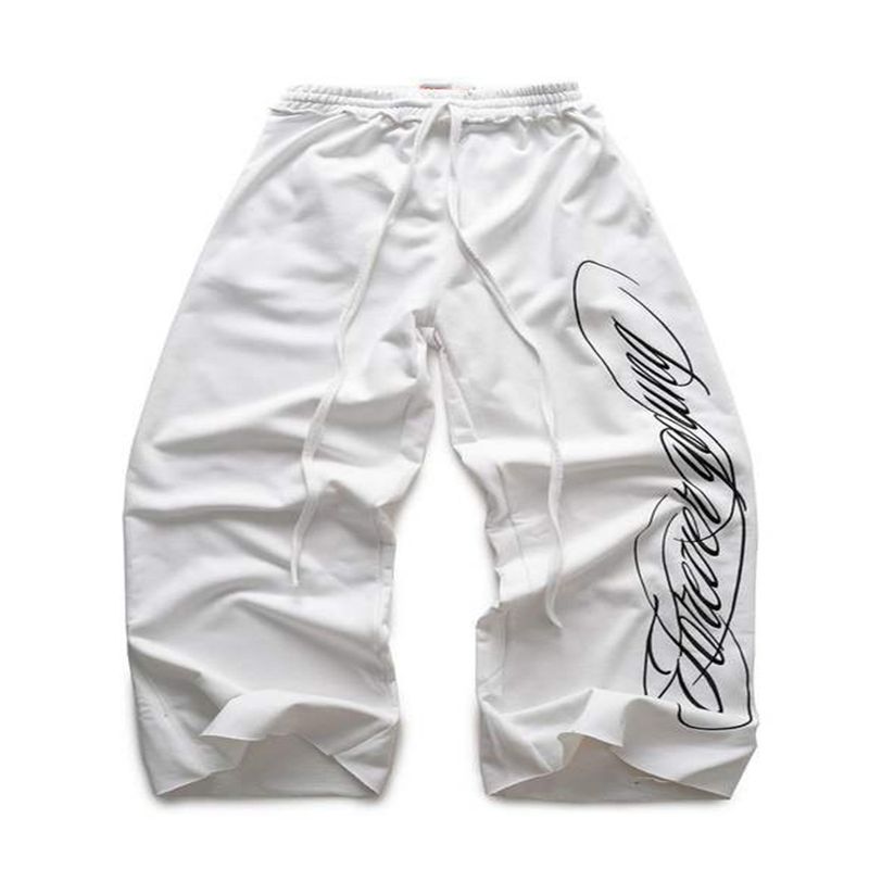 Pantaloni della tuta alla moda da donna/uomo 2026, con elastico in vita, stampa con lacci, larghi e gamba larga_voghion.com