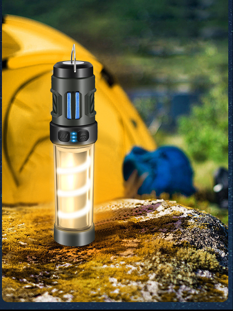 Lampe de camping multifonctionnelle anti-moustiques d'extérieur, rechargeable, type C, longue durée de vie, magnétique, avec trépied_voghion.com