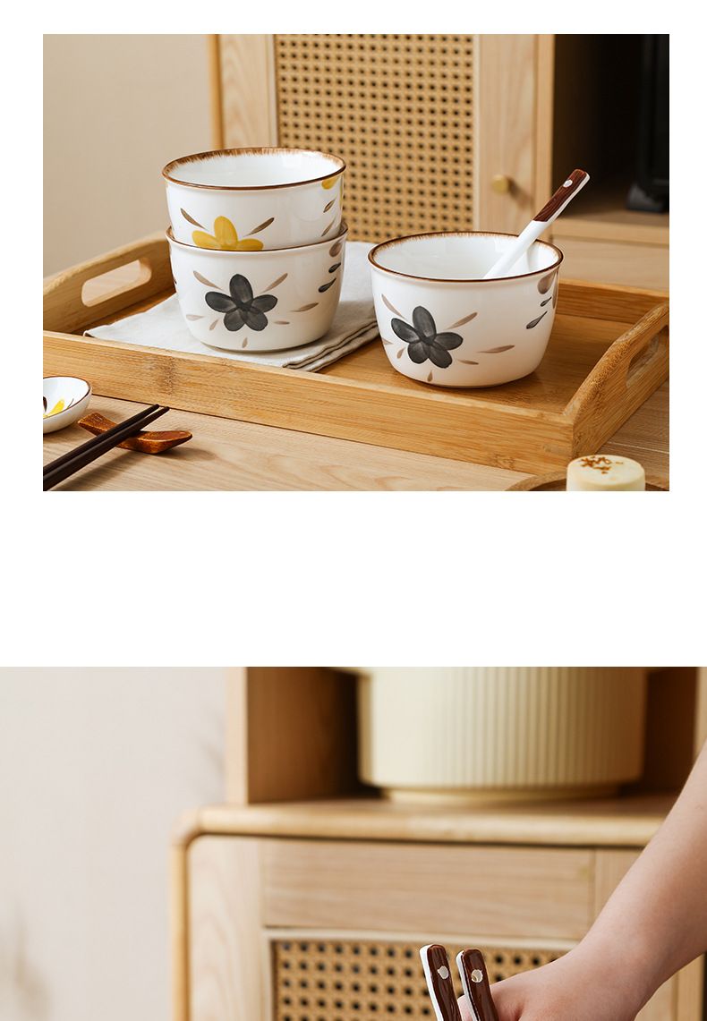 Bluebell Keramik-Reisschüssel-Set – elegante 4,5-Zoll-Kleinschüsseln für stilvolles Essen zu Hause (spülmaschinen- und mikrowellengeeignet, Premium-Glasuroberfläche)_voghion.com