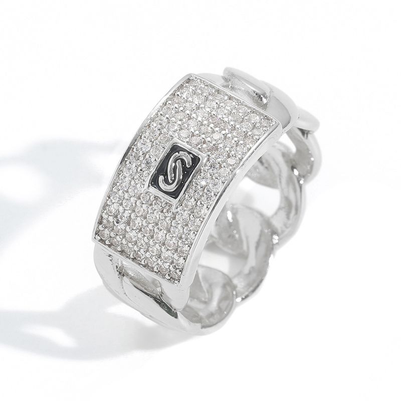 Anello alla moda da uomo Hip Hop con zirconi geometrici in oro 14 carati e diamanti, design a catena cubana_voghion.com