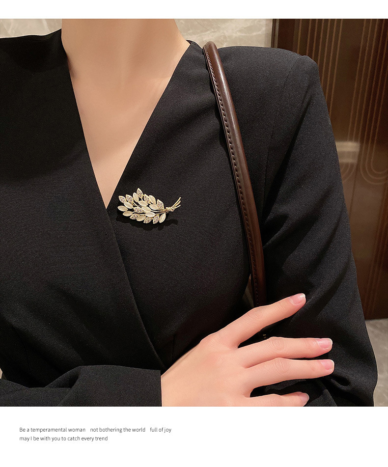 opal Wheat Ear High-end Brooch Women's Design Sense Niche Luxury Brooch Pin Buckle With Jewelry_voghion.com