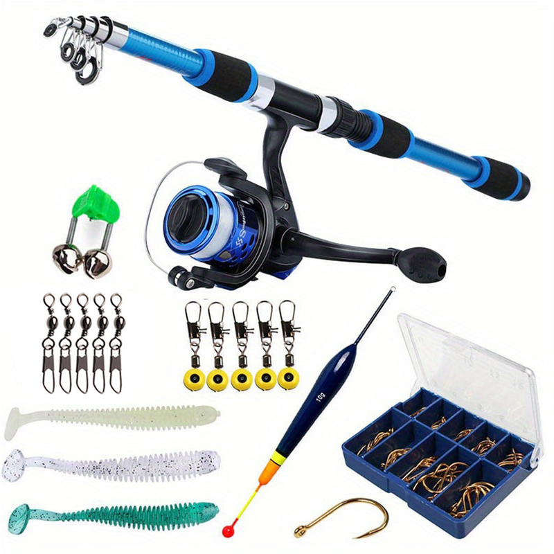 Sougayilang 70,87 tommer/5,9 fot komplett sett med Telescc fiskestang og snelle Baits Hoo reisestangsett_voghion.com