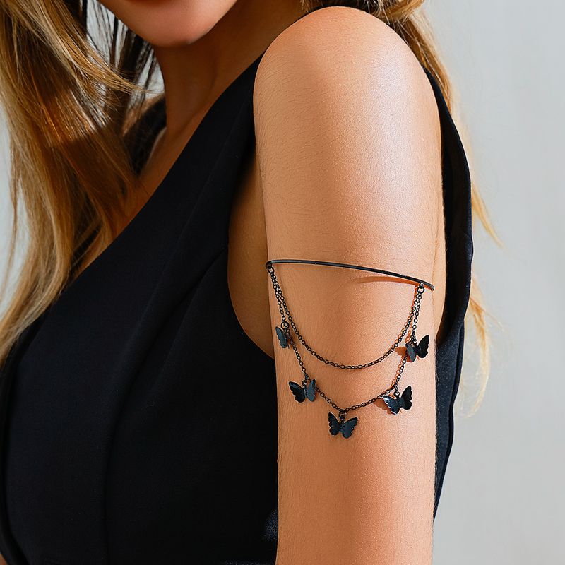 jewelry Sweet Cool Gothic Cross Butterfly Chain Multi Layer Open Arm Bracelet Leg Chain_voghion.com