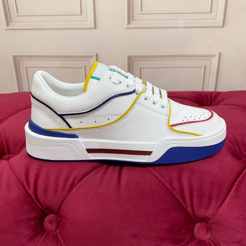 Scarpe sportive casual semplici e alla moda, da uomo, in vera pelle, stile britannico, con lacci, abbinate ai colori, bianche._voghion.com