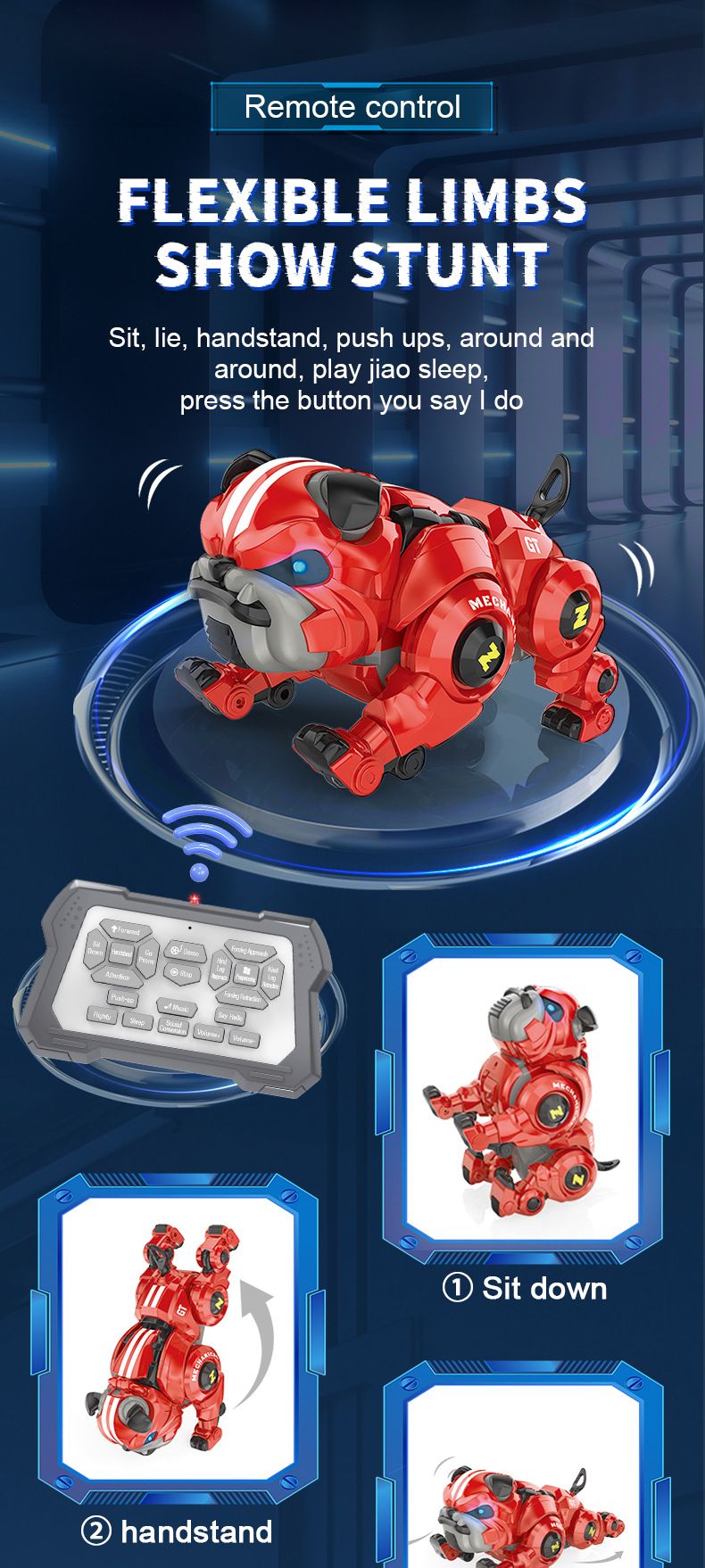 Brinquedos inteligentes, robô inteligente, cão de brinquedo, indução, programação por toque, cão mecânico, controle remoto para crianças_voghion.com