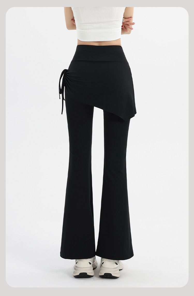 2025 Spring Summer New Sun Protection Wrinkled Skirt Two-Piece Micro Flare High Waist Yoga Pants_voghion.com