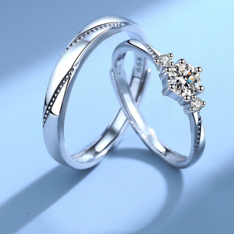 Amore a prima vista Zircone Diamante Coppia Piede per Uomo e Donna, 999 Sterli Argento Moda Semplice Matchi Weddi_voghion.com