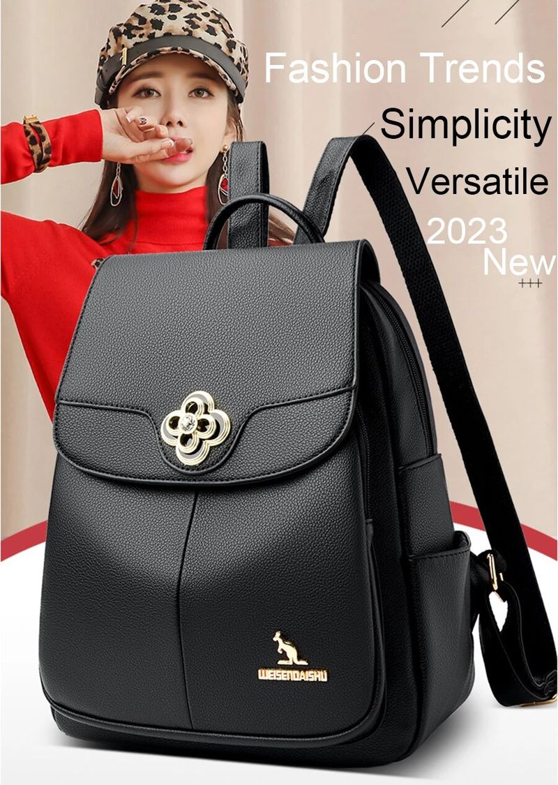 Zaino in vera pelle da donna Borsa a tracolla femminile di moda Sac a Dos Zaino da donna Mochilas Borse da scuola per adolescenti_voghion.com