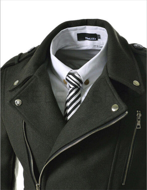 Winter neuer mittellanger, schmal geschnittener Windbreaker-Wollmantel für Herren im koreanischen Stil mit mehreren Reißverschlüssen_voghion.com