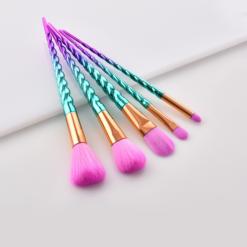 5-teiliges Make-up-Pinselset, Make-up-Tools, Augenset, Lidschattenpinsel, rosa und blauer Farbverlauf, Yuncai GUJHUI_voghion.com