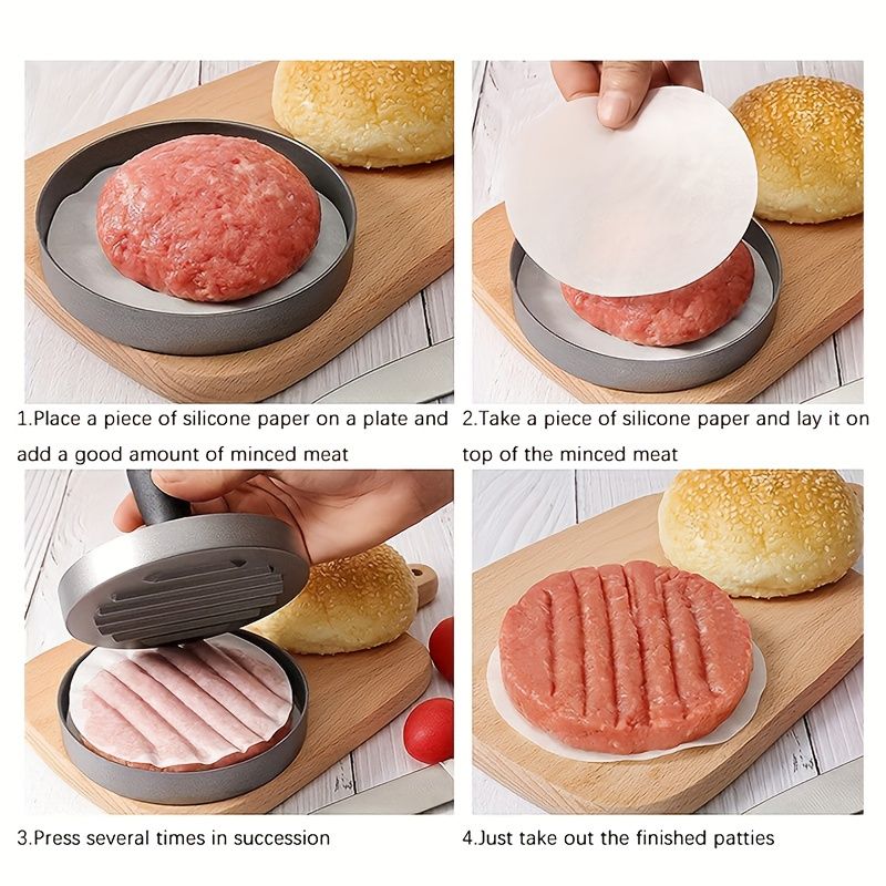 Set, Burger Press Hamburger Patty Paper, Non-Stick Meat Press Set And Meat Separation Paper, Kitchen Gadgets, Kitchen Accessories Father Gift_voghion.com
