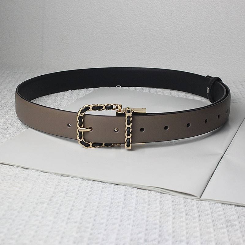 Weben Sie neuen Gürtel, Damenaccessoires, hochwertiger Gürtel aus Rindsleder, Hosen, kleines Kleid im Duftstil mit Rock, echtes Leder_voghion.com