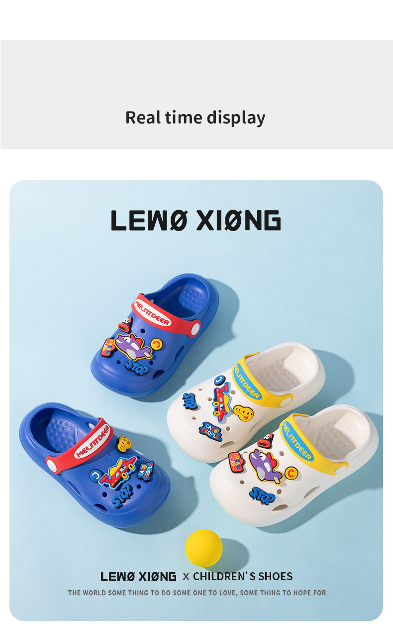 Kinderbekleidung Neue Kinderschuhe mit Löchern, Cartoon-Muster, süße Sandalen mit mehreren Etiketten, für mittlere und große Kinder, Jungen und Mädchen, atmungsaktive Sandalen mit weicher Sohle_voghion.com