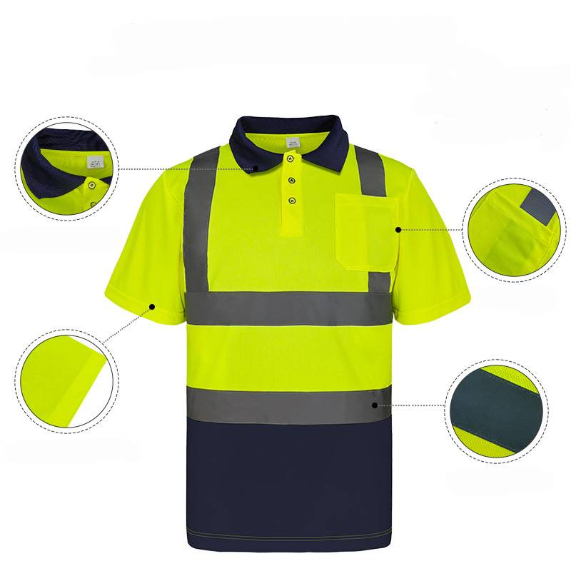 Odzież męska Odblaskowa odzież robocza Letnia oddychająca koszulka polo odblaskowa z klapami Budowa Magazynowanie Logistyka Odzież robocza Koszulka T_voghion.com