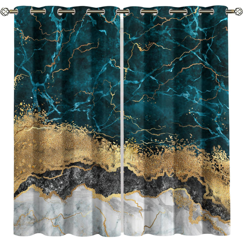 2 Stück Verdunkelungsvorhänge mit 3D-Marmormusterdruck, geeignet für Wohnzimmer, Schlafzimmer oder als Heimdekoration, romantische Raumdekoration._voghion.com