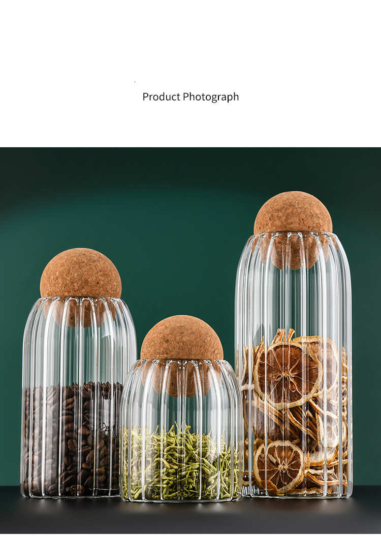 Vintage Glass Storage Jar - Airtight Coffee Bean Canister With Wooden Lid (Decorative Striped Design For Kitchen & Pantry)_voghion.com