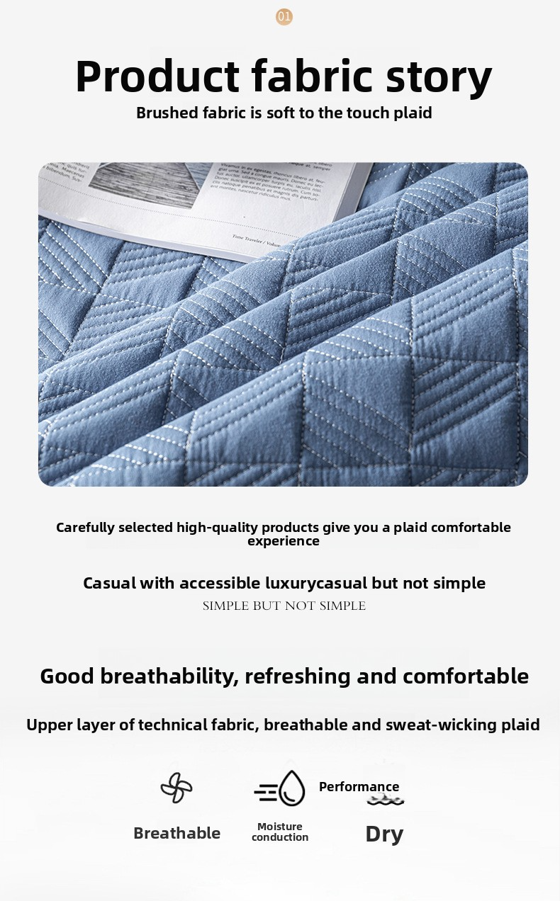 Solid Color Quilted Bedspread Set - 3-Piece Thickened Comforter Cover For All Seasons_voghion.com