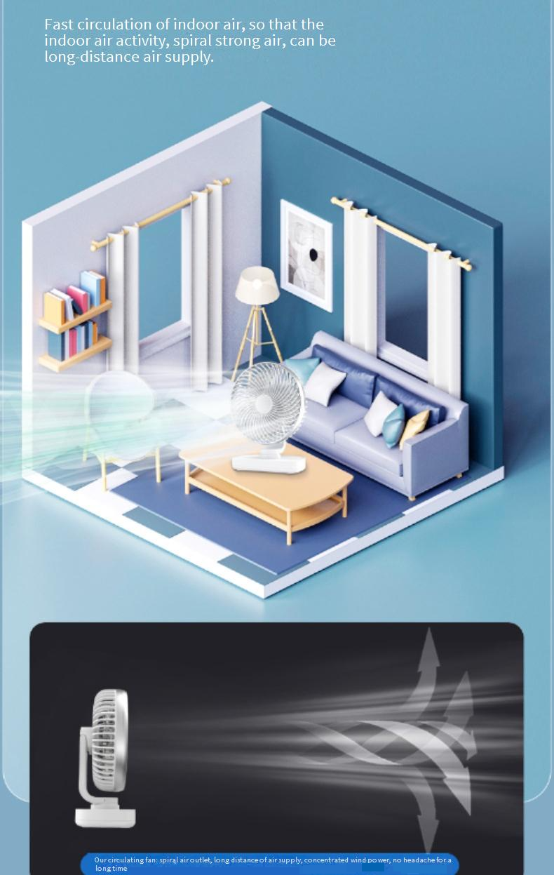 Rechargeable USB Desk Fan With Auto Oscillation - Quiet Mini Fan For Office & Dormitory_voghion.com