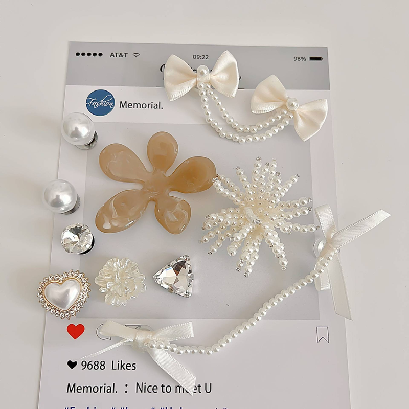 Hole Shoe Flower Accessories Decoration Diy Garden Shoe Buckle Imitation Pearl Chain Tassel Retro_voghion.com