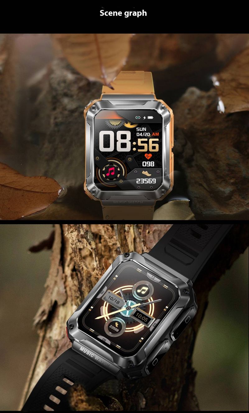 Smartwatch met bloeddruk-, hartslag- en SpO2-meter, TWS Bluetooth-oortelefoons, 2-in-1 fitnesstracker voor Android, IPX5 waterdicht_voghion.com