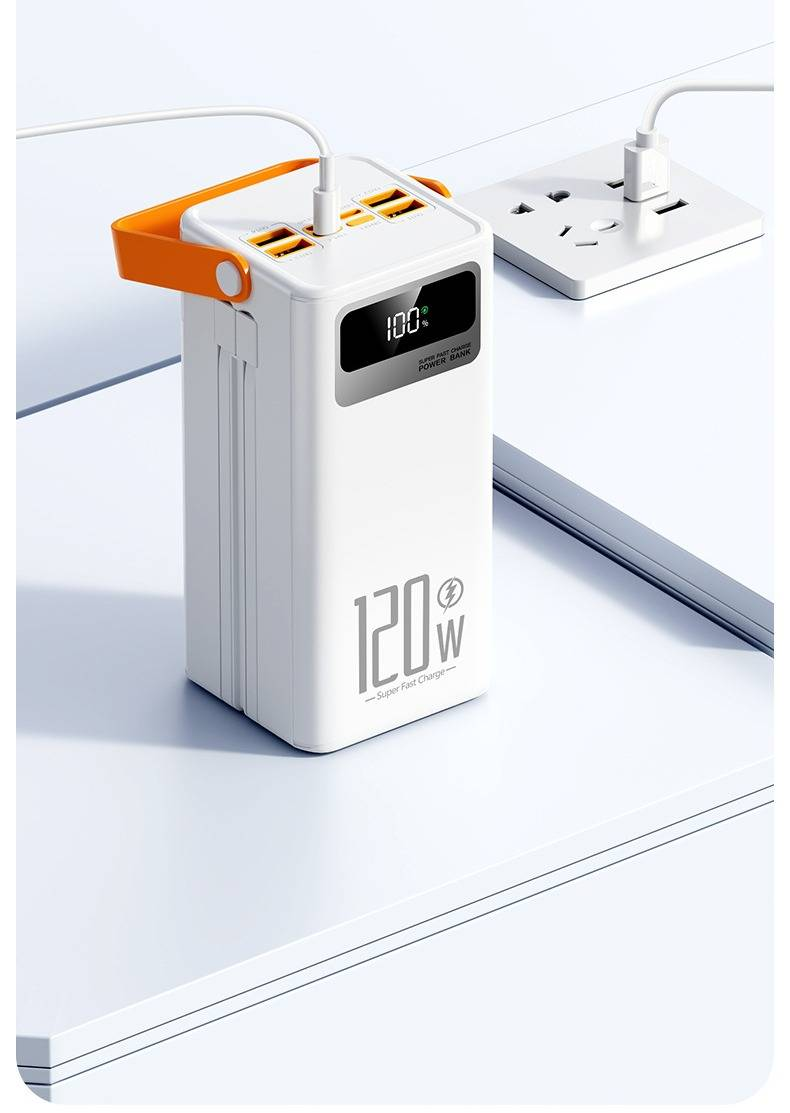 High-Speed Charging 50000mAh Power Bank With Built-in Cables, Portable External Battery For Camping, Travel, Dormitory, Custom Logo_voghion.com