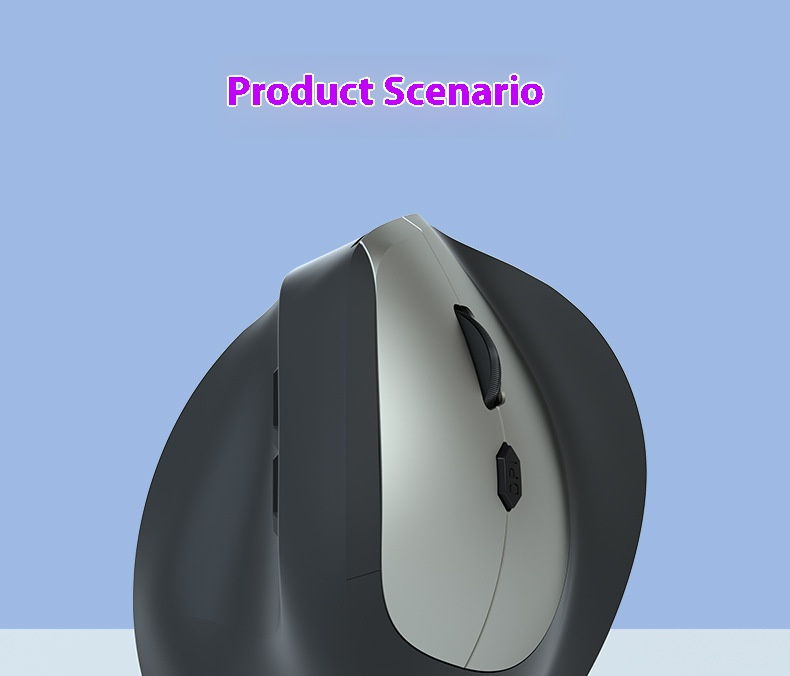 Mouse wireless ergonomico - Bluetooth e doppia modalità 2.4G, 1600 DPI, 6 pulsanti, scorrimento in 4 direzioni, ricaricabile tramite USB (nero/grigio/verde/blu/rosso)_voghion.com
