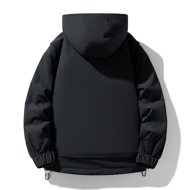 Herren-Winter-Arbeitsjacke mit Kapuze – 600FP Entendaunen, wasserdicht & mit mehreren Taschen, Streetwear-Übergröße (Schwarz/Armeegrün/Braun)_voghion.com