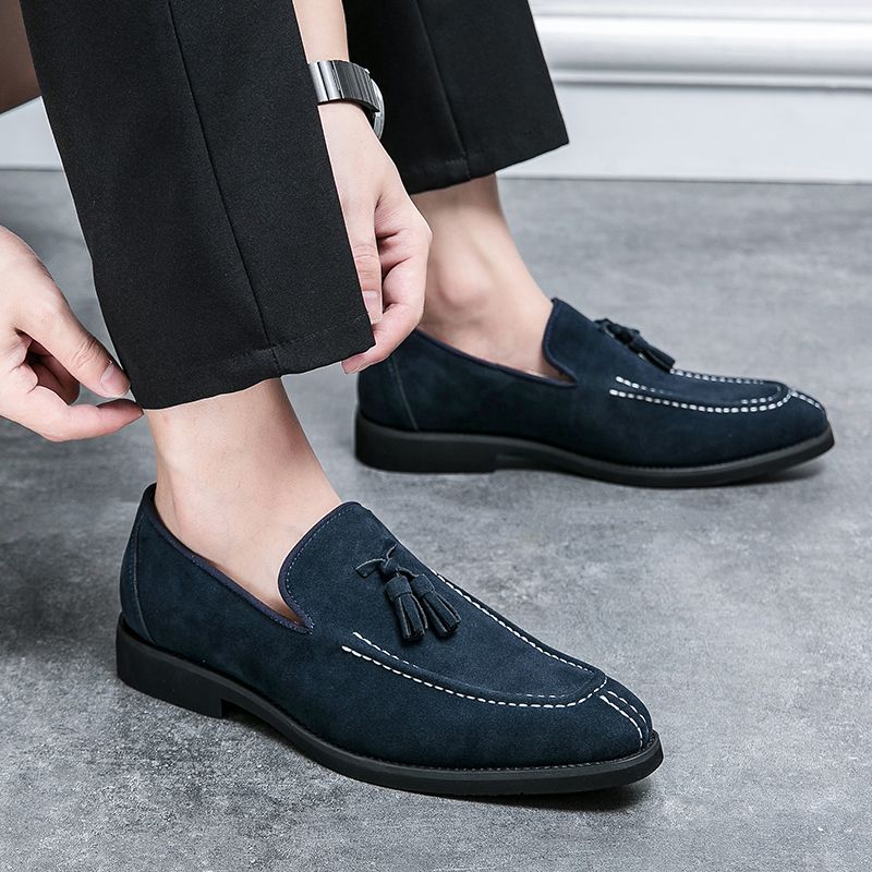 New Fashion Genuine Leather Tassel Business Casual Loafer Shoes For Men Black Business Formal Leather Shoes For Daily Office Casual Men's Shoes For Dr_voghion.com