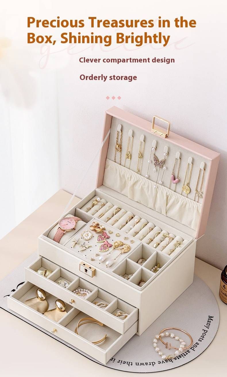 Portagioielli in pelle di alta qualità – Organizer multistrato per anelli, orecchini e collane – Elegante custodia pronta per essere regalata con fodera in velluto_voghion.com
