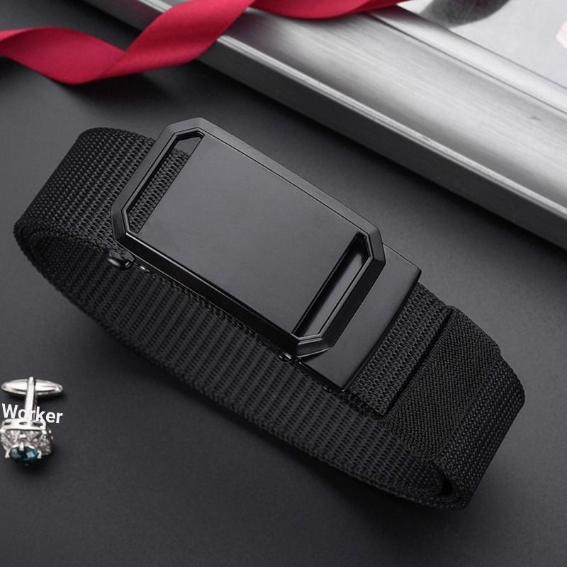 Zahnloser automatischer Gürtel mit Schnalle für Herren, Militärtraining, Freizeit, Canvas und Nylon, Jugendgürtel_voghion.com