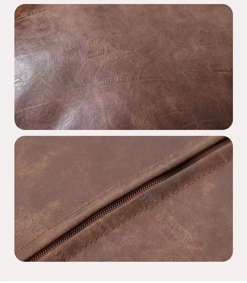 Leat Ottoman-Abdeckung für unbenutzte alte Kleidung, Aufbewahrungstasche, niedriger Hocker, Wohnzimmer-Pouf, Erkerfenster, faules Sofa für drei Personen_voghion.com