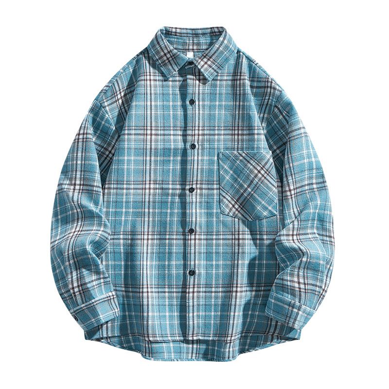 Men's long sleeved checkered shirt, men's loose and versatile casual top, outerwear, autumn fashion trend_voghion.com