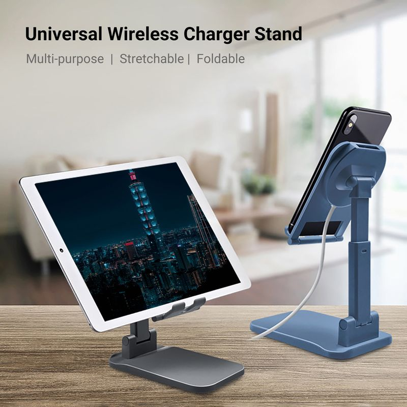 Supporto per caricabatterie wireless universale pieghevole estensibile multiuso per telefono Kunjiuyou per guardare la TV-Nero_voghion.com