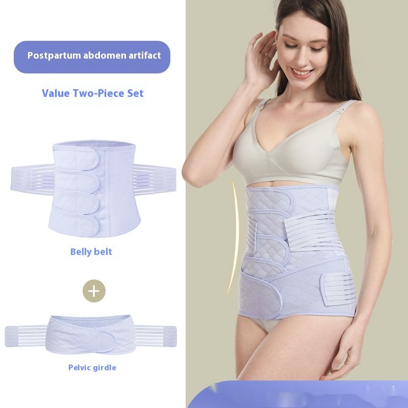 Spring 4-piece Breathable Set Abdominal Pregnant Postpartum Straight Section Dual purpose Plastic Strap with Waist Belt_voghion.com
