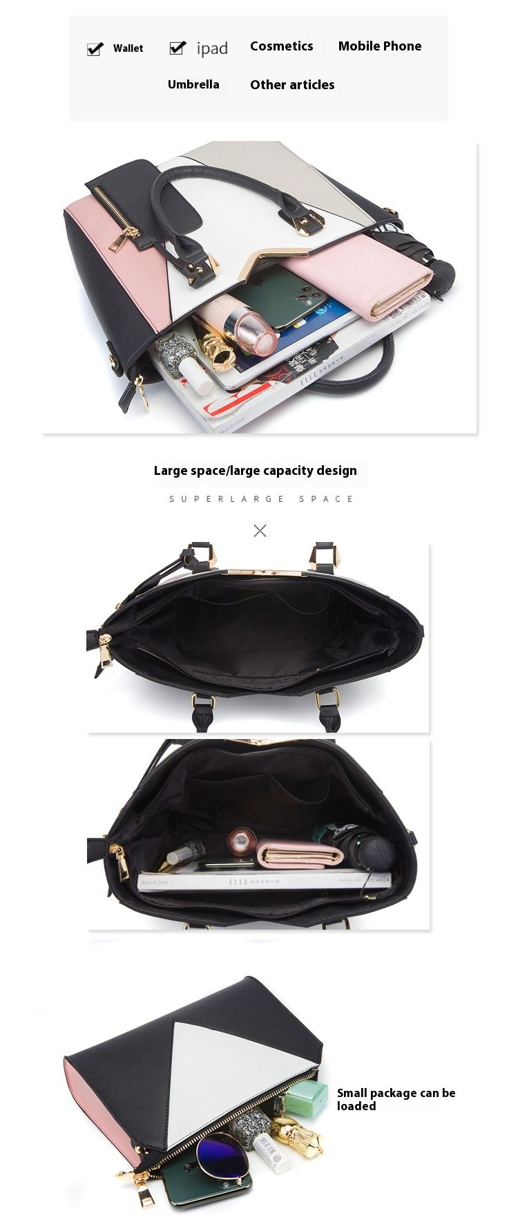 2024 new fashionable single shoulder diagonal women's hand-held cross pattern mother and child bag, color blocked four_voghion.com