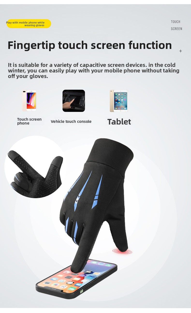 Windproof Waterproof Fleece-Lined Warm Motorcycle Winter Cold-Proof Riding Gear Full-Finger Touchscreen Gloves For_voghion.com