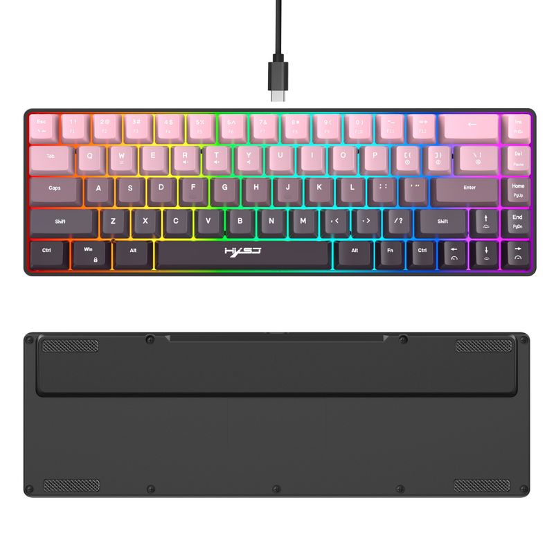 Tastiera a membrana cablata con colori sfumati a 68 tasti, tasti a iniezione bicolore senza conflitti a 25 tasti, retroilluminazione RGB_voghion.com